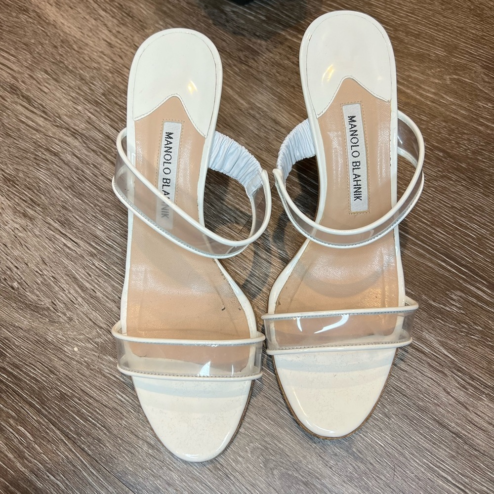 White Manolo Blahnik sandals